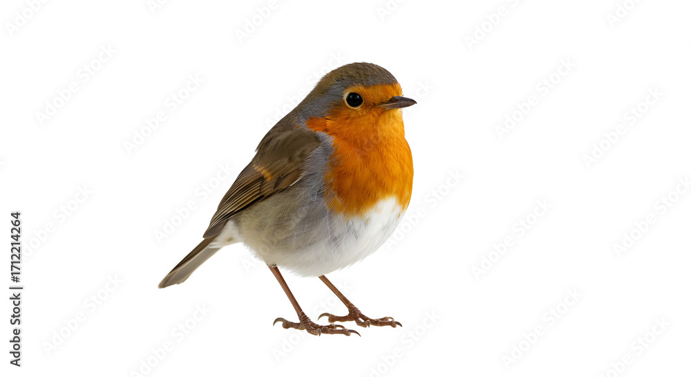 Fototapeta premium European robin bird perched isolated PNG with Transparent Background