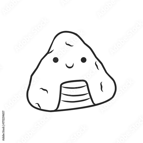 Kawaii Onigiri Rice Ball Doodle Vector Illustration