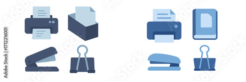 Modern flat design collection of office supplies and administrative tools for digital interfaces and business concepts