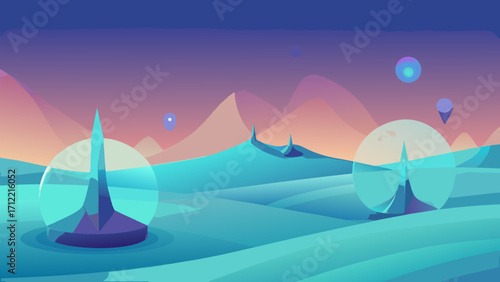 Surreal Glass Dunes Glowing In Infinity Mist