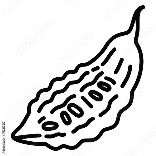 Bitter melon drawing for creative projects and culinary themes illustration