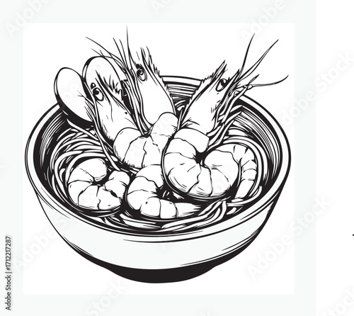 hand drawn vector illustration of  tom yam food