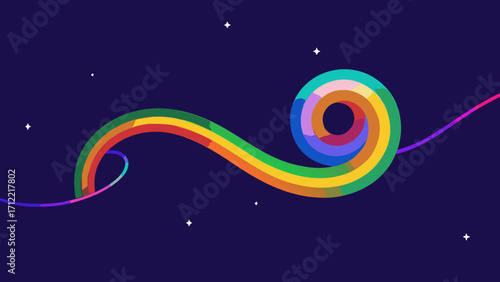 Abstract vector background illustration with a colorful swirl pattern of blue, green, and pink lines and circles