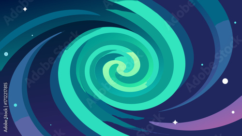 Abstract blue spiral vortex with a swirling light design and dynamic wave pattern