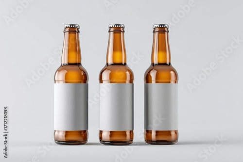 Three Beer Bottles Mockup