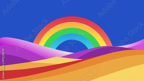 Colorful rainbows arch across the arid desert sky, a vibrant contrast of life and hope in a desolate landscape