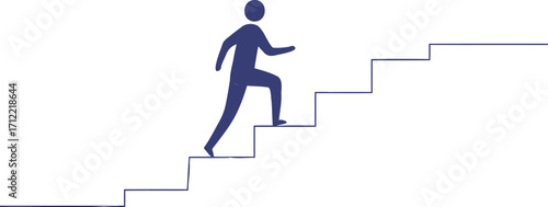 Person Climbing Stairs Towards a Bright Idea Lightbulb