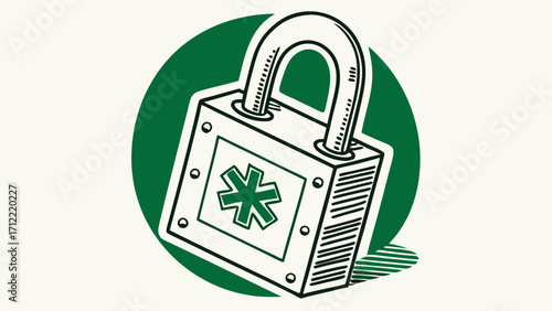 Medical Emergency Symbol Inside a Padlock Representing Healthcare Security