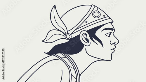 Profile of a Warrior with Headdress and Feather Ornamentation