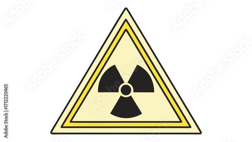 Stylized Radiation Warning Sign with Black Trefoil on Pale Yellow Triangle