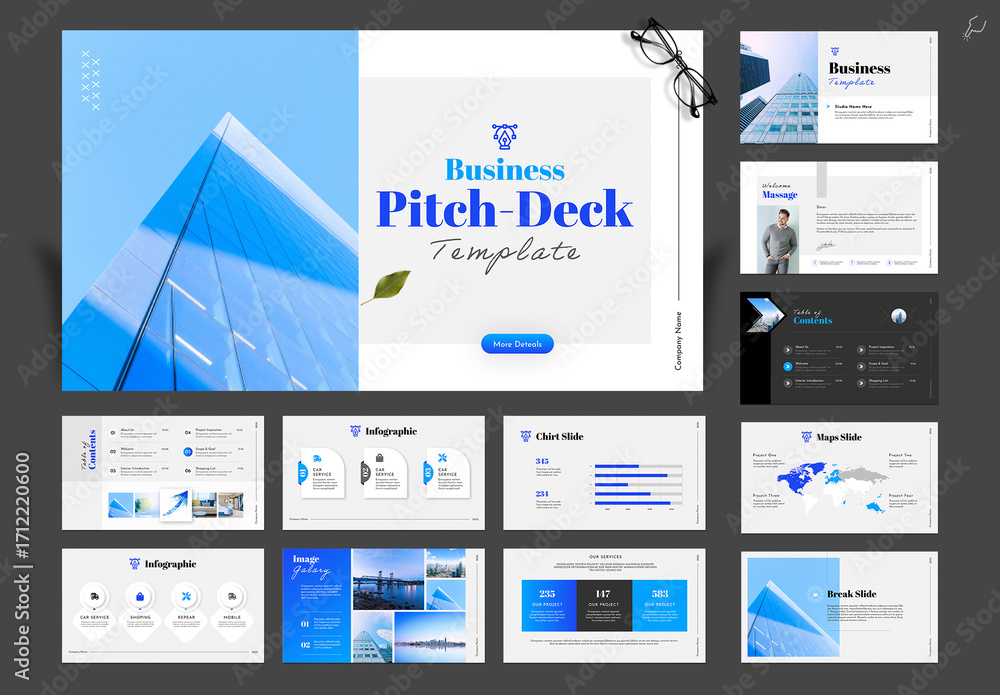 Modern Business Pitch Deck Presentation Template Stock Template | Adobe ...