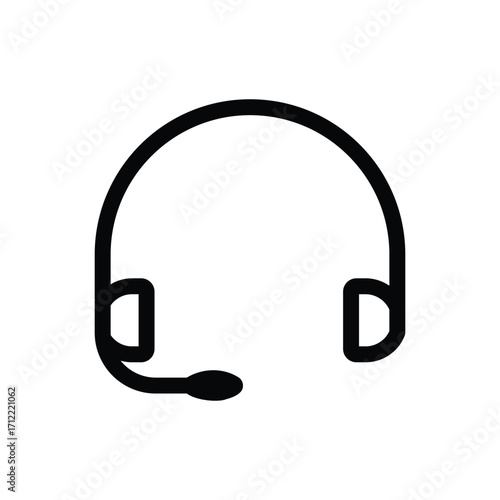 A simple line icon depicting a headset with a microphone.