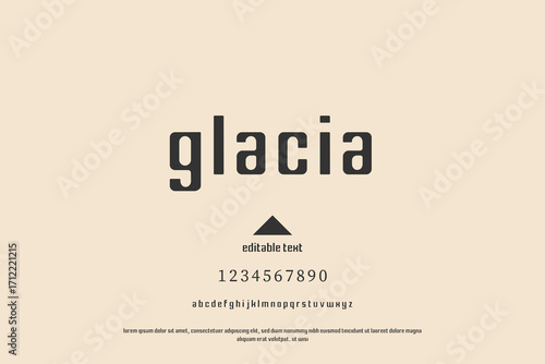 Modern sans serif font sample with text and numbers on a neutral background