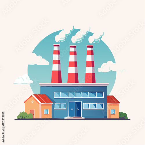 Industrial Factory with Three Chimneys A Clean Energy Illustration