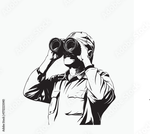 man with binoculars