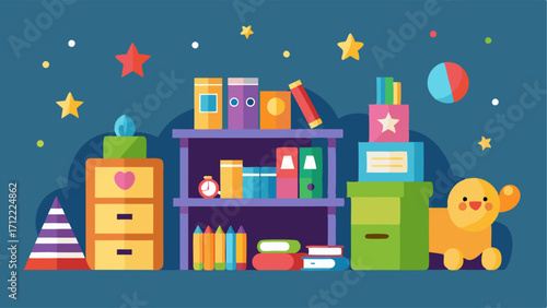 A designated kids corner with colorful toys and books.