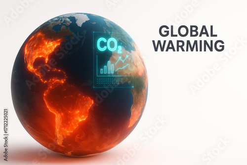 Global Warming Crisis: A visual representation of Earth experiencing a climate crisis, with the globe ablaze.