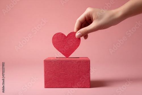 Romantic red heart symbol gift concept holding in a woman's hand for Valentine's Day romance