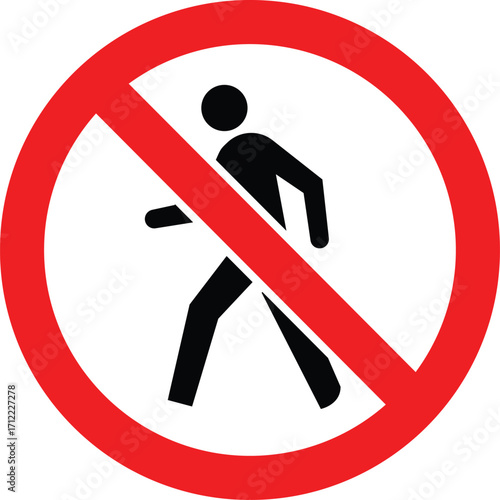 Art of no walking symbol, person walking prohibition