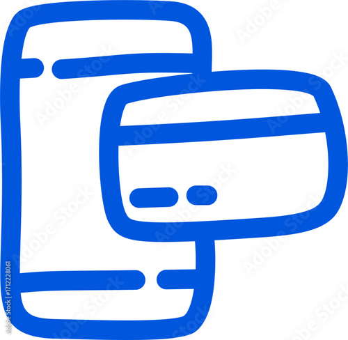 Phone and Credits Card Line Art Hand Drawn Style