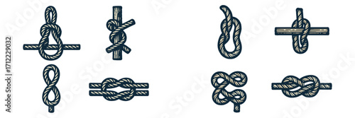 Comprehensive collection of traditional rope knots, essential for sailing, boating, and various maritime applications, featuring classic designs