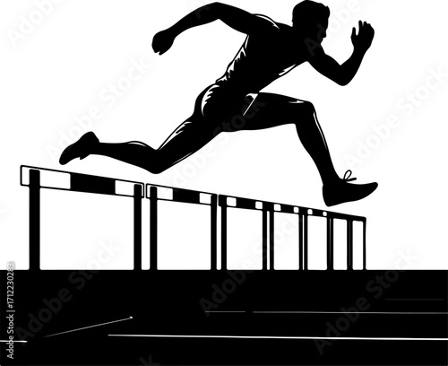 Silhouette of an Athlete Jumping Over a Hurdle A Symbol of Determination and Athletic Prowess