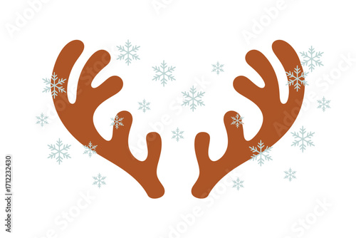 Cute reindeer antlers with snowflakes for christmas and winter holidays