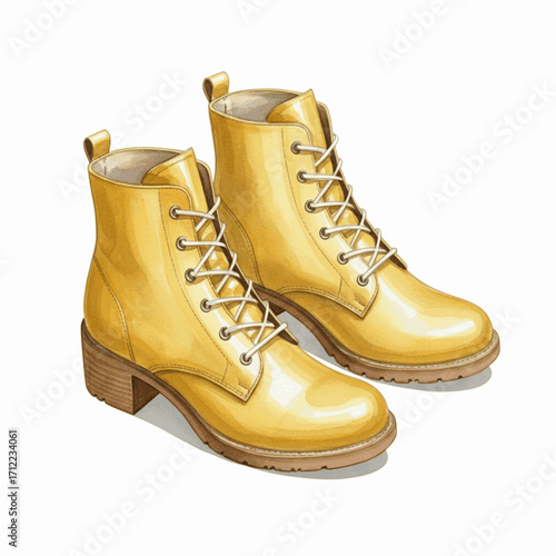 Gilded Dancer Gold ankle boots isolated watercolor vector illustration svg