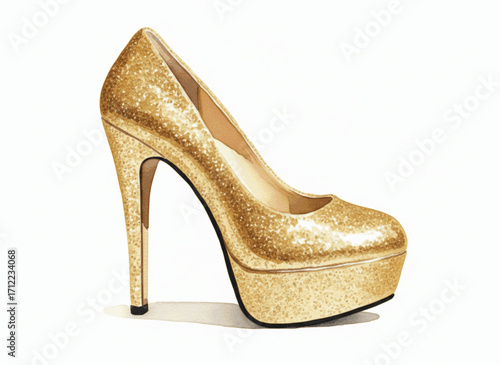 Gilded Steps Golden high-heeled shoes isolated watercolor vector illustration svg