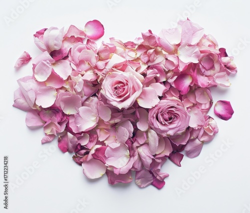 Wallpaper Mural pink roses in the shape of heart, white background, clipart Torontodigital.ca