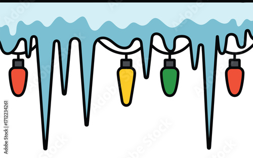 Christmas lights hanging from icicles festive winter decoration