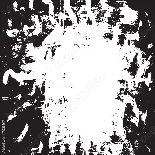 Abstract grunge distressed background featuring rough black and white paint texture, perfect for overlays, posters, digital art, vintage style, creative projects, and graphic design