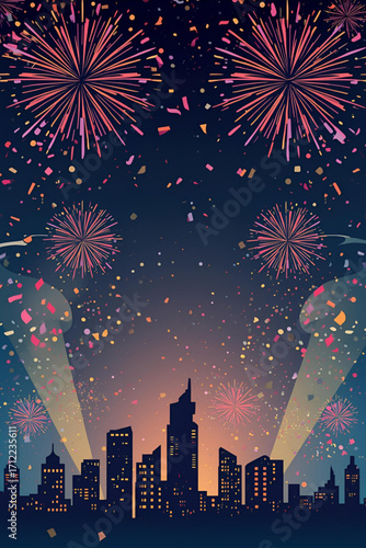 fireworks on the city