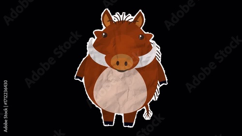 Cute Cartoon Animal Character on Paper Texture - Roar