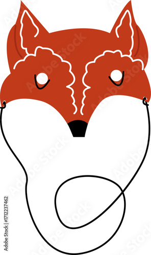 A funny children's fox mask on a white background. A prop for a children's party, kindergarten matinee, or masquerade. Close-up cartoon illustration