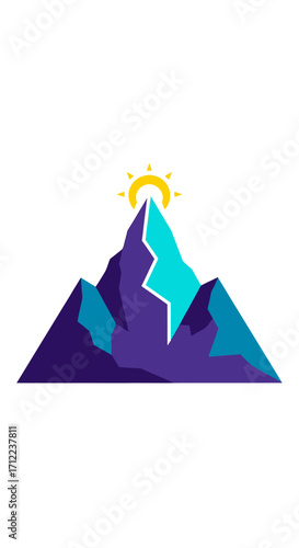 Majestic Mountain Peak with Shining Sun.