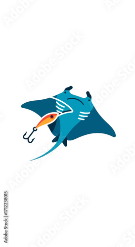 Manta Ray with Fishing Lure.