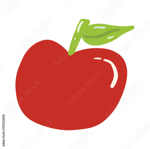 red apple with leaf