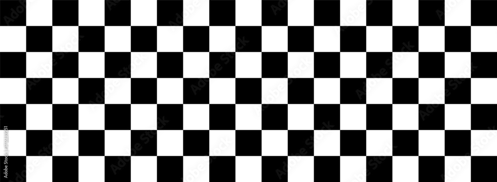 Fototapeta premium Black and white checkered seamless racing pattern background