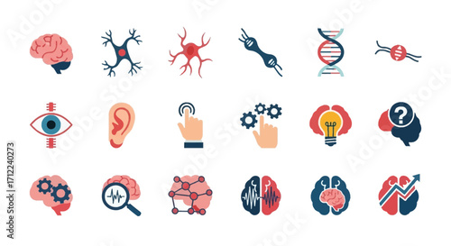 Neurology Neuroscience Brain Mind Icons Set.