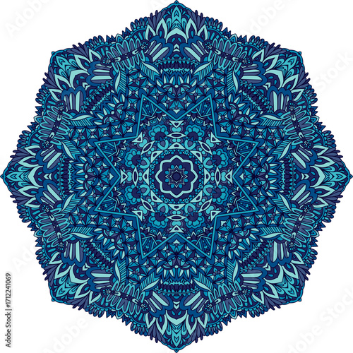 Cute geometric ethnic seamless pattern for fabric. Lacy mandala filigree design element.