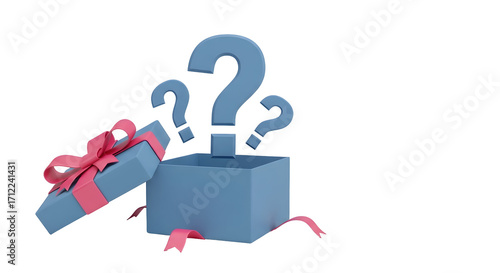 Gift Box with Question Marks Mystery Concept
