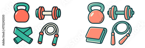 Essential gym and fitness equipment for workout, exercise training, and promoting a healthy active lifestyle
