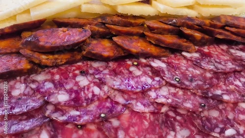 Entremeses de guarnición embutidos lomo salchichón chorizo queso y jamón