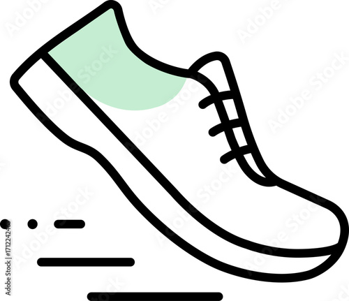Walking shoe with motion trail outline icon