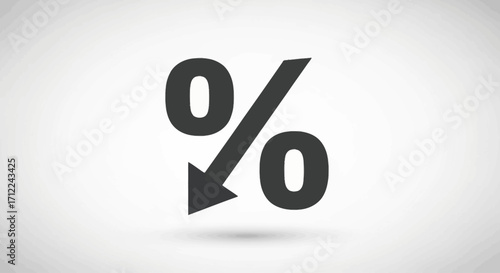 Minimalist Icon of Percentage Sign with Down Arrow Symbolizing Discount and Price Drop