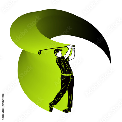 Golf player silhouette illustration, golf sports design.