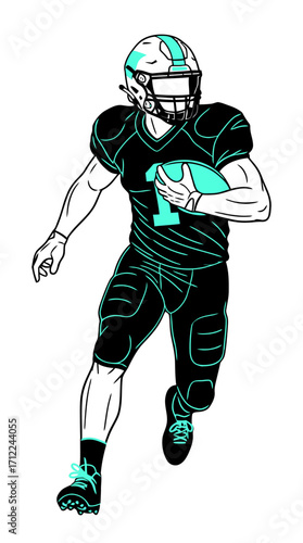 Rugby player sprinting vector silhouette illustration