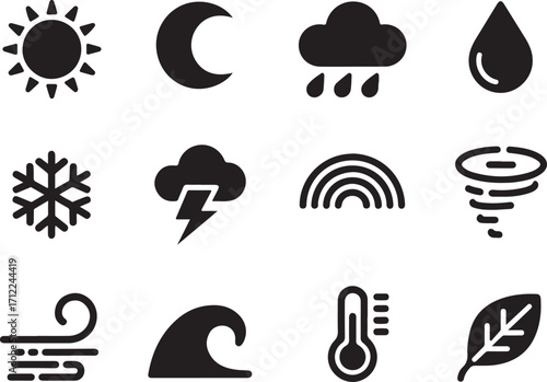 Weather icons for forecasts and climate