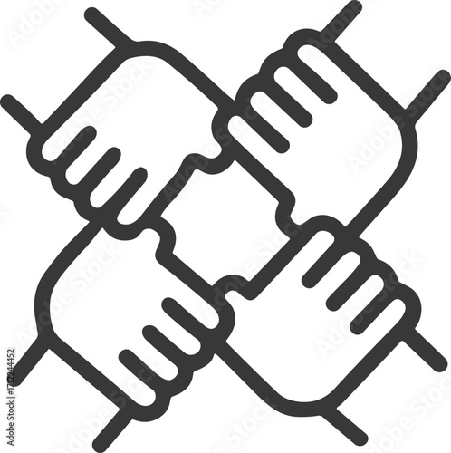 Teamwork and unity collaboration hands icon